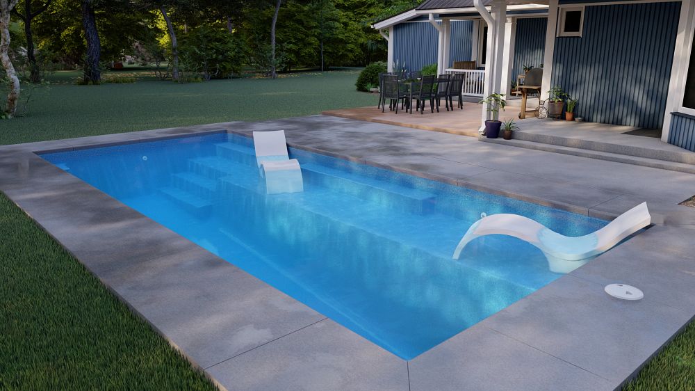 Latham Fiberglass Providence 14 | Crystite Crystal Ocean Blue inground pool