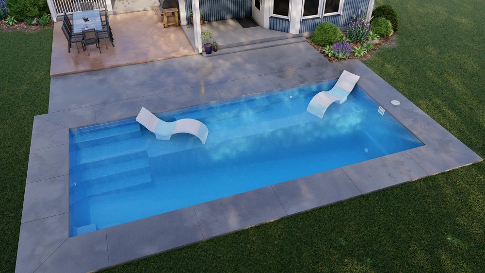 Latham Fiberglass Providence 14 | Crystite Crystal Ocean Blue inground pool