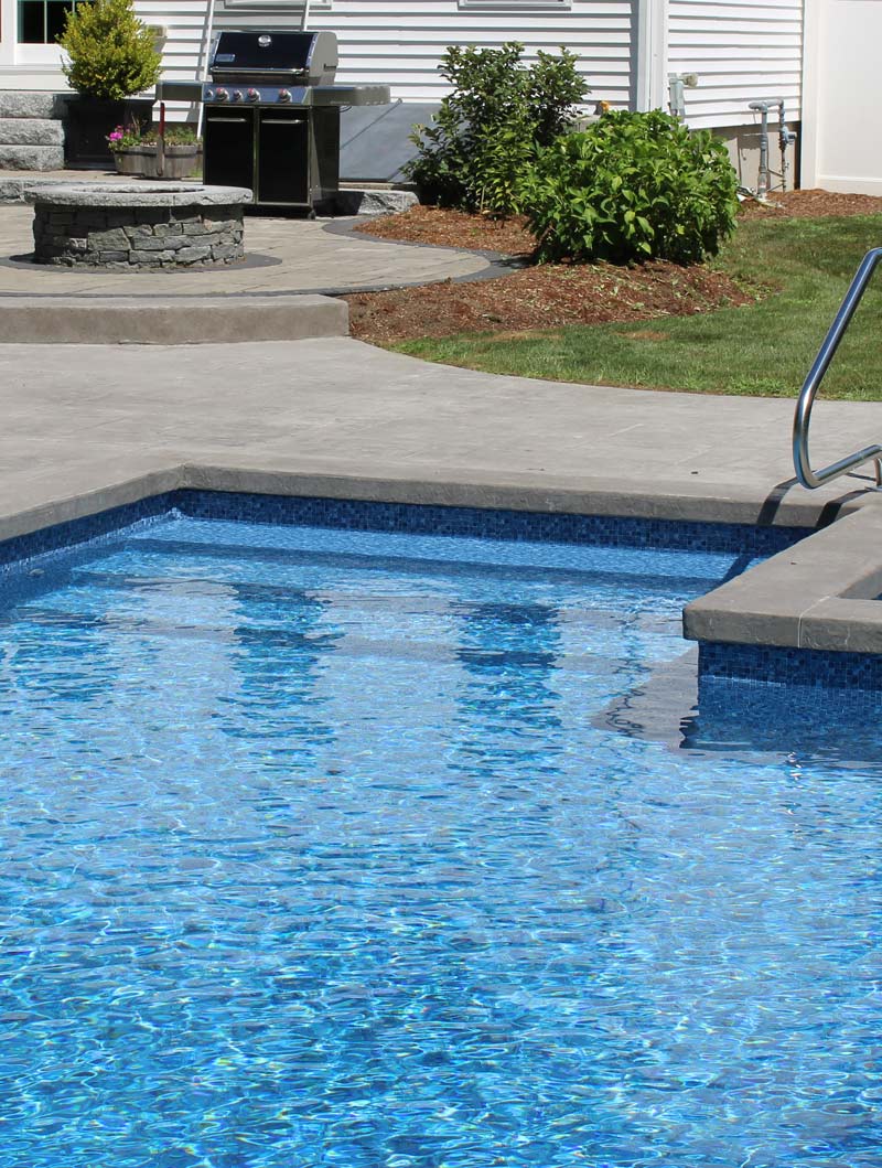 inground vinyl liner pool with walk in steps and spa
