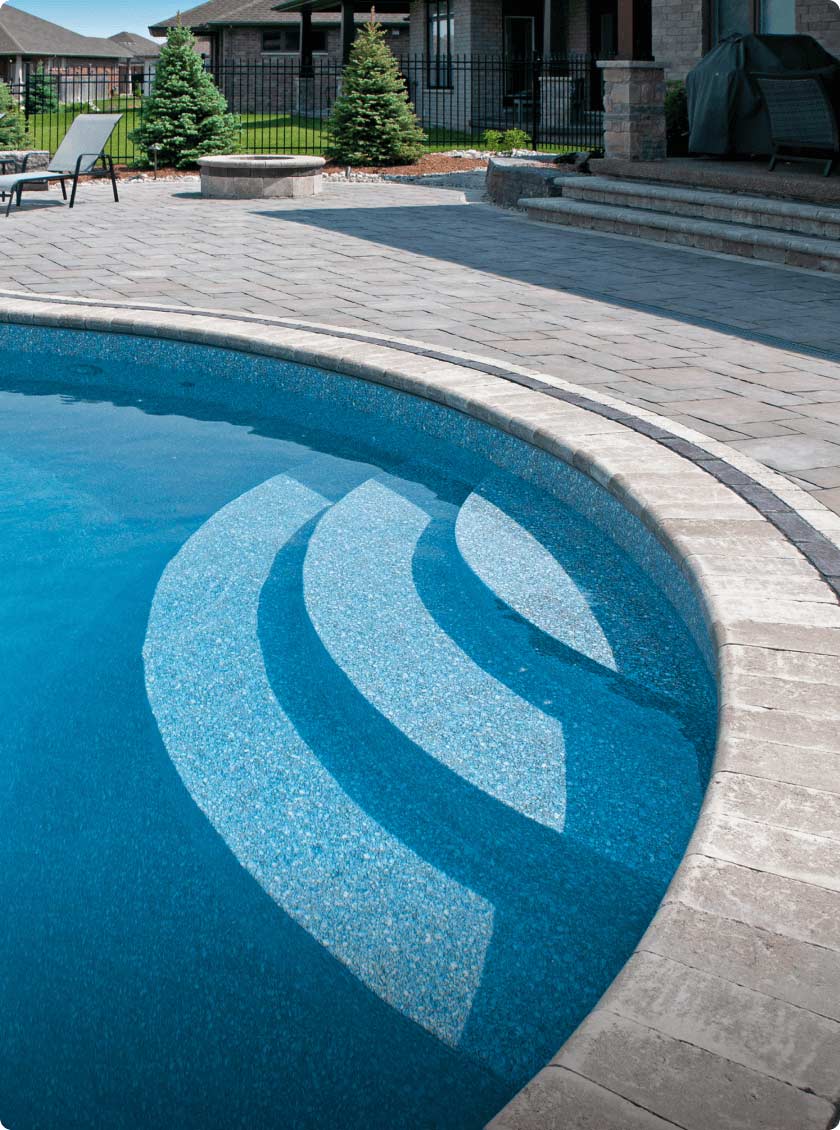 inground vinyl liner pool with vinyl over steps