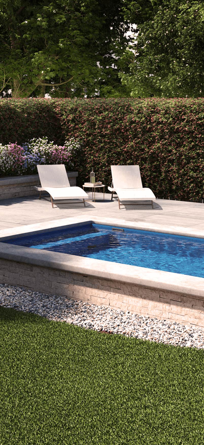 Cozy backyard with raised inground plunge pool
