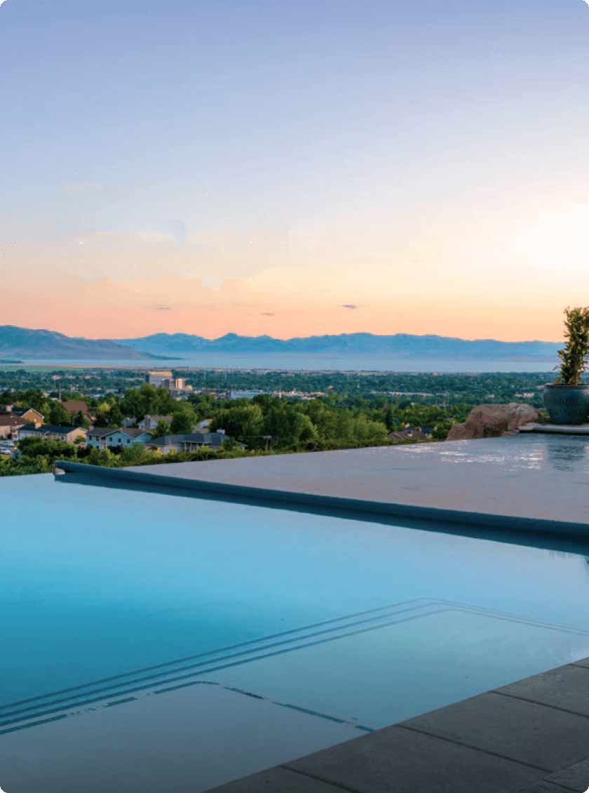 infinity edge inground pool with automatic safety cover